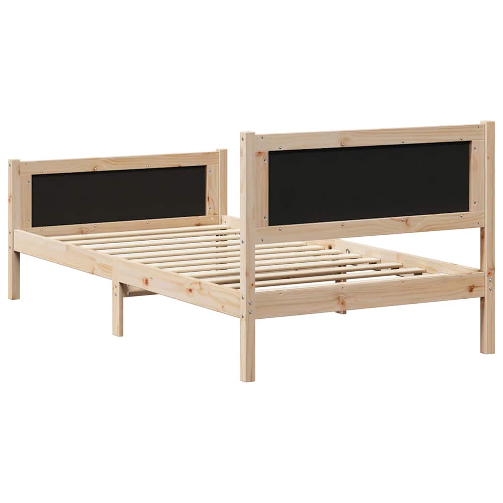 Sengestel med hovedgærde Mørkegrå 100 x 200 cm Massiv fyrretræ