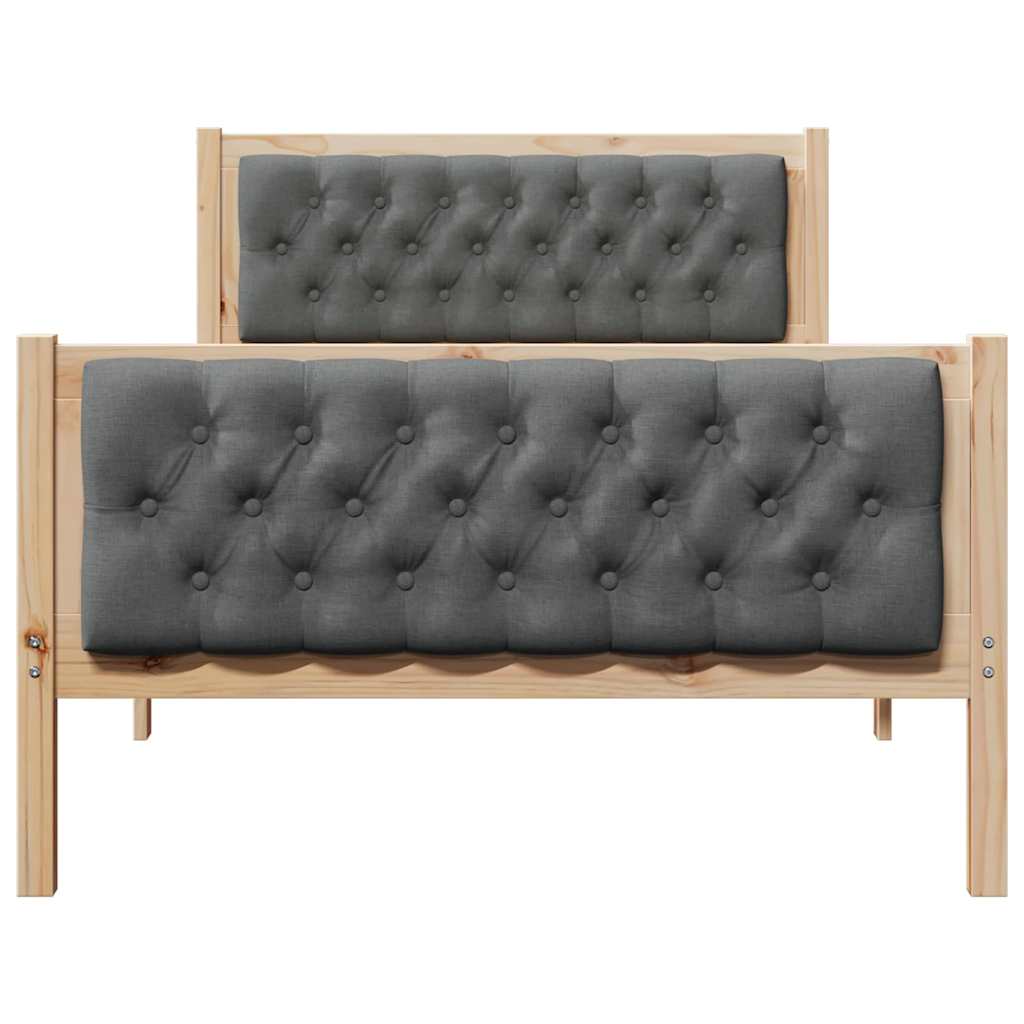 Sengestel med hovedgærde Mørkegrå 100 x 200 cm Massiv fyrretræ