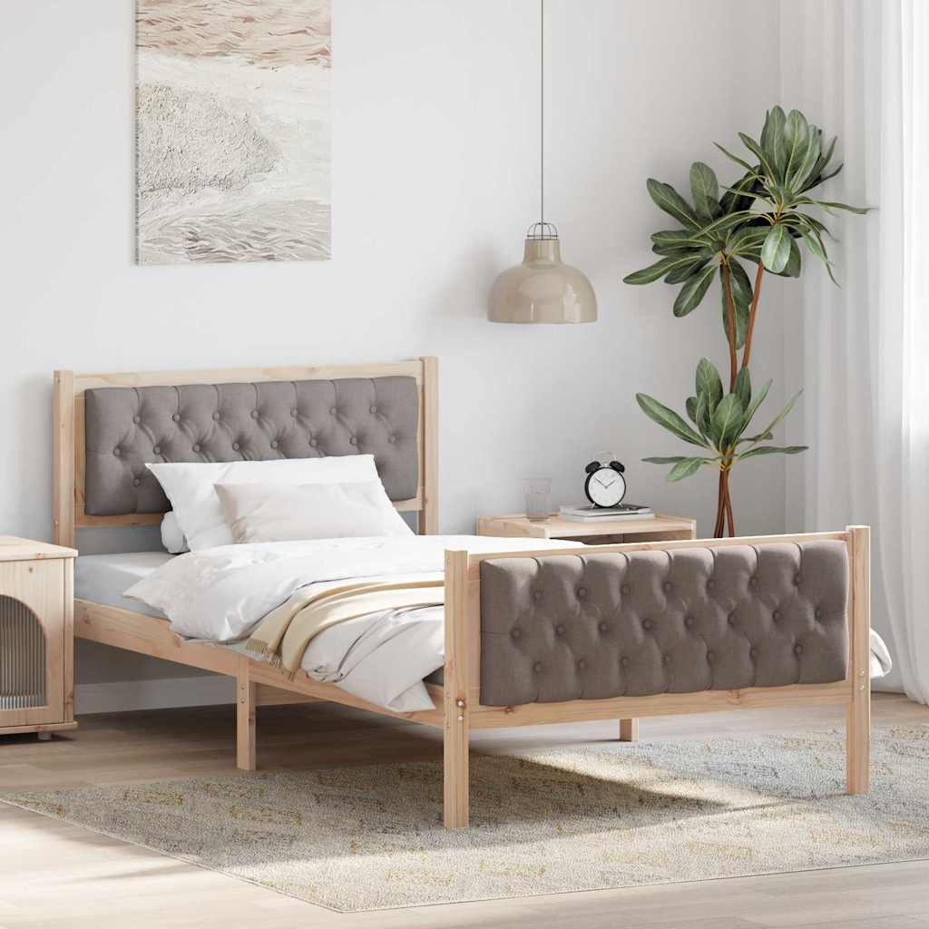 Sengestel med hovedgærde Gråbrun 100 x 200 cm Massiv fyrretræ