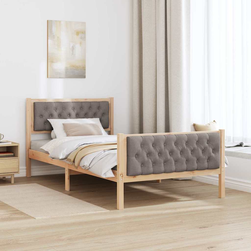 Sengestel med hovedgærde Gråbrun 100 x 200 cm Massiv fyrretræ