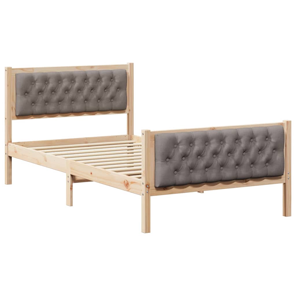 Sengestel med hovedgærde Gråbrun 100 x 200 cm Massiv fyrretræ