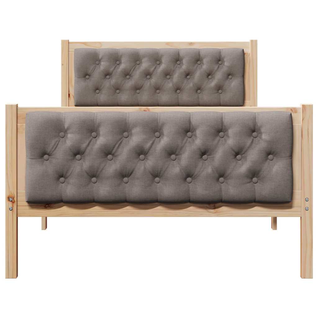Sengestel med hovedgærde Gråbrun 100 x 200 cm Massiv fyrretræ