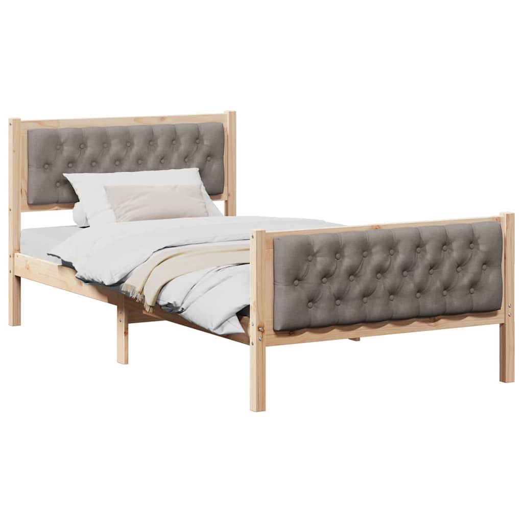 Sengestel med hovedgærde Gråbrun 100 x 200 cm Massiv fyrretræ