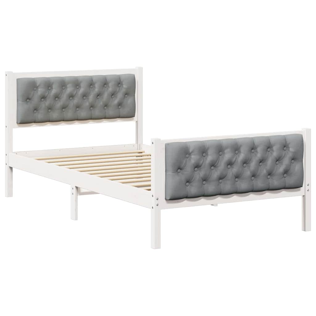 Sengestel med hovedgærde Lysegrå 100 x 200 cm Massiv fyrretræ