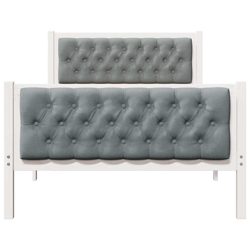 Sengestel med hovedgærde Lysegrå 100 x 200 cm Massiv fyrretræ