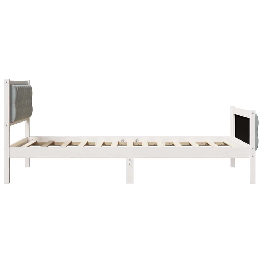 Sengestel med hovedgærde Lysegrå 100 x 200 cm Massiv fyrretræ