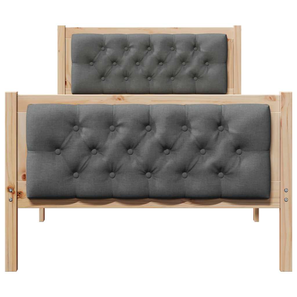 Sengestel med hovedgærde Mørkegrå 90 x 200 cm Massiv fyrretræ