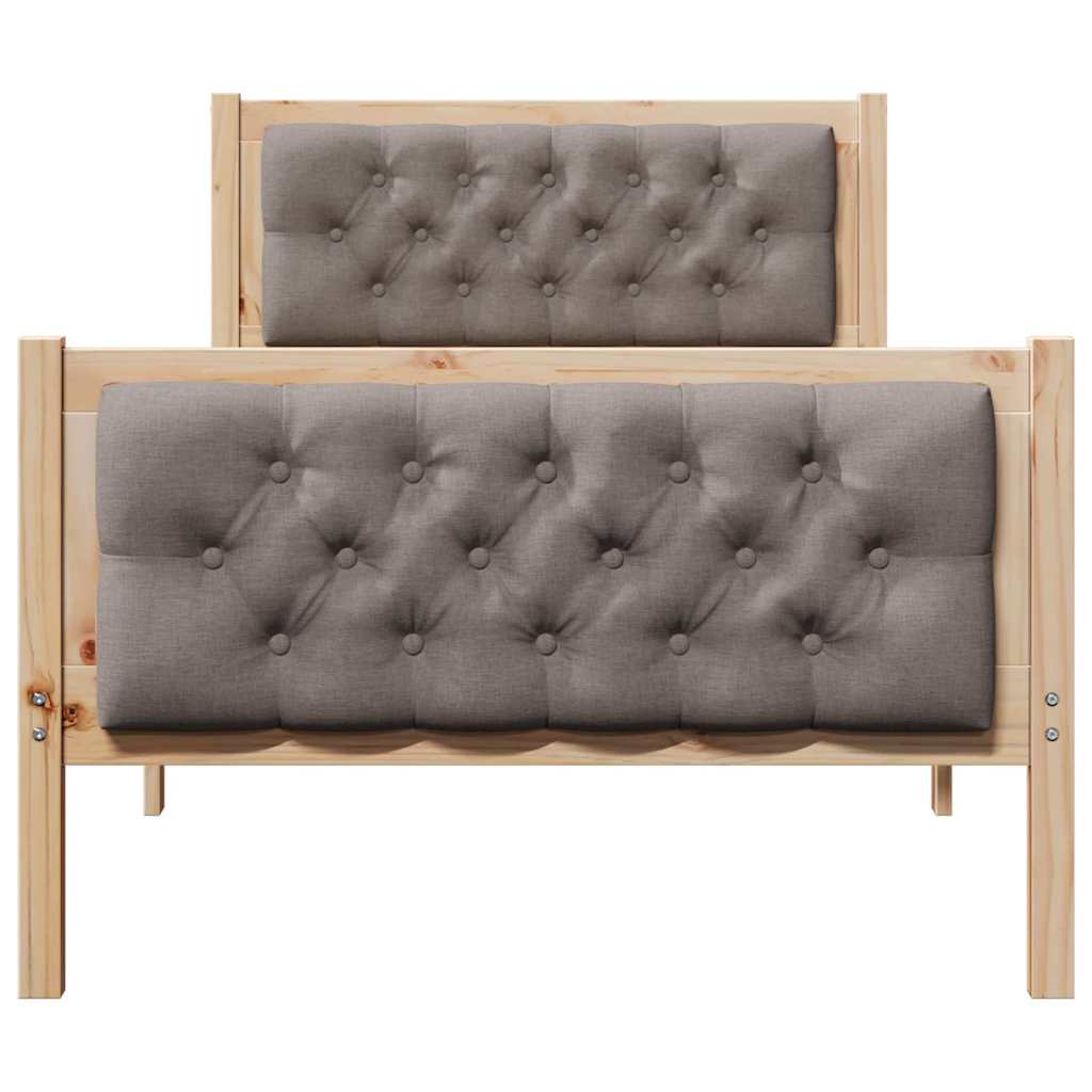 Sengestel med hovedgærde Gråbrun 90 x 200 cm Massiv fyrretræ