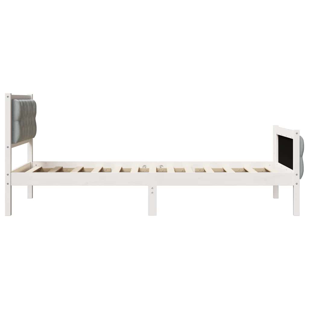 Sengestel med hovedgærde Lysegrå 90 x 200 cm Massiv fyrretræ