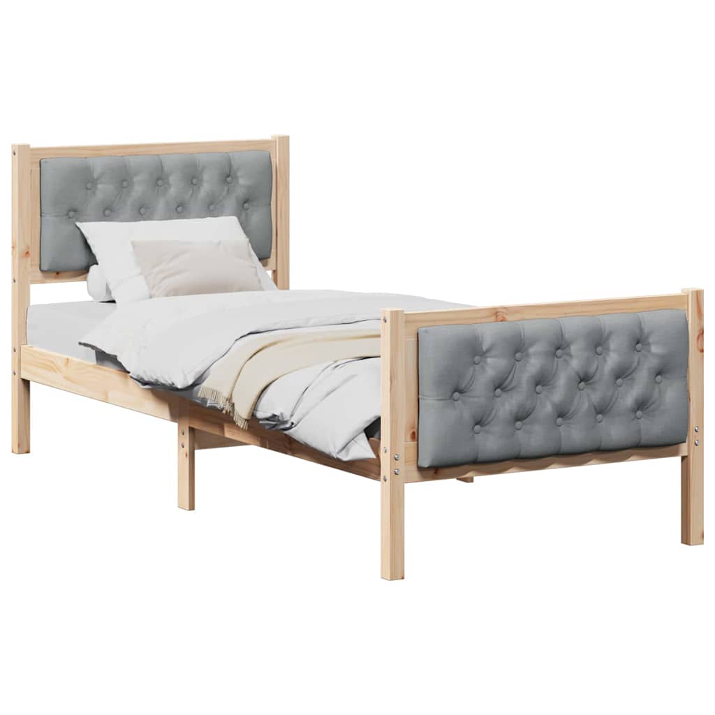 Sengestel med hovedgærde Lysegrå 80 x 200 cm Massiv fyrretræ