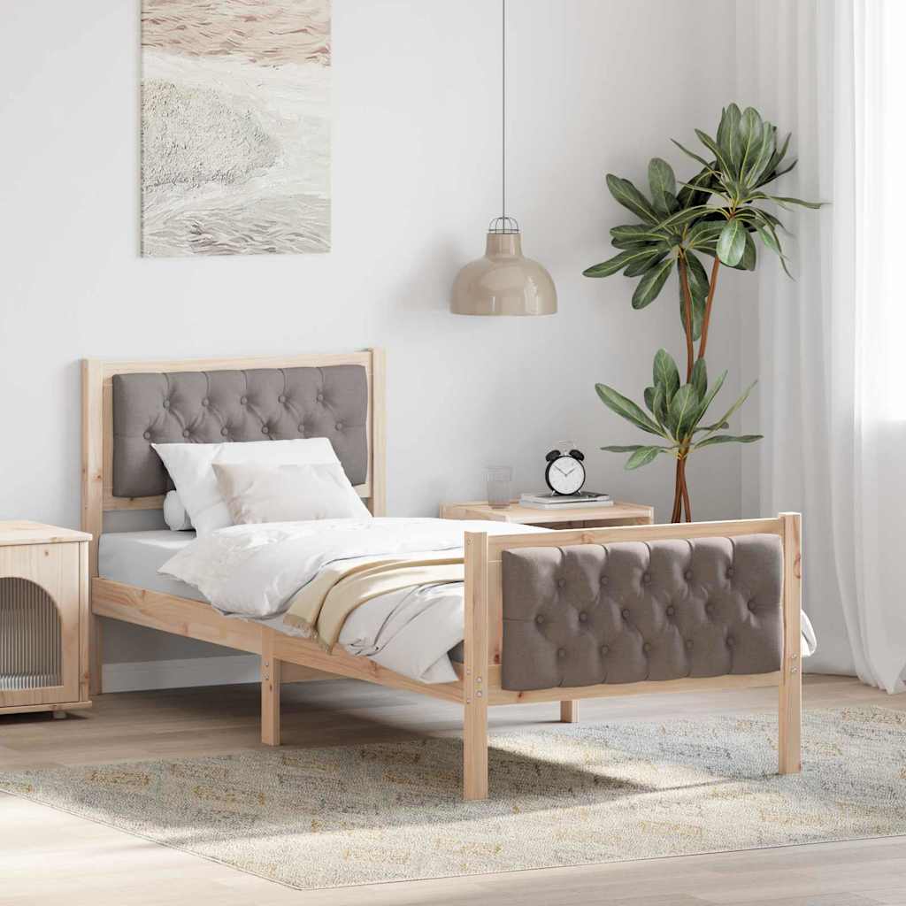 Sengestel med hovedgærde Gråbrun 80 x 200 cm Massiv fyrretræ