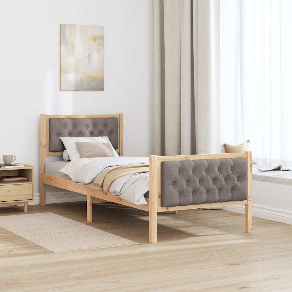Sengestel med hovedgærde Gråbrun 80 x 200 cm Massiv fyrretræ