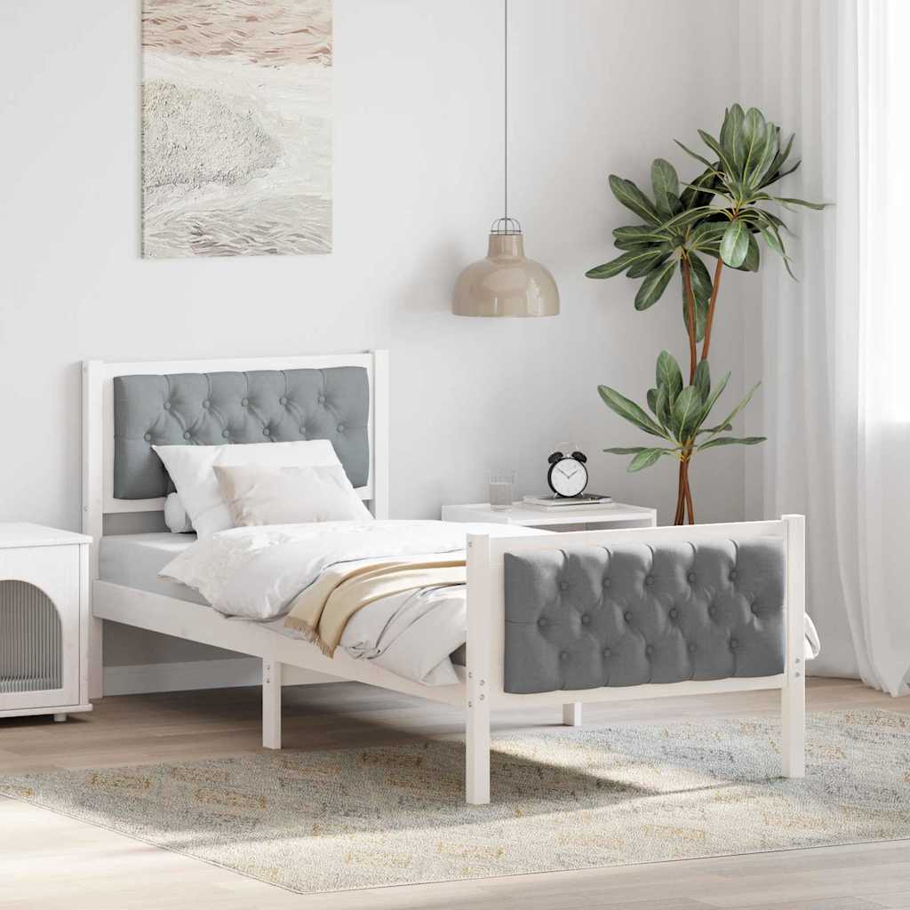 Sengestel med hovedgærde Lysegrå 80 x 200 cm Massiv fyrretræ