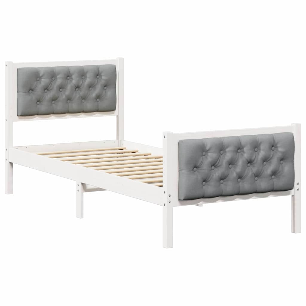 Sengestel med hovedgærde Lysegrå 80 x 200 cm Massiv fyrretræ