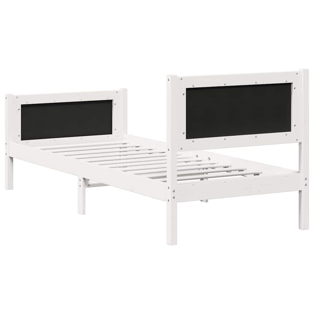 Sengestel med hovedgærde Lysegrå 80 x 200 cm Massiv fyrretræ
