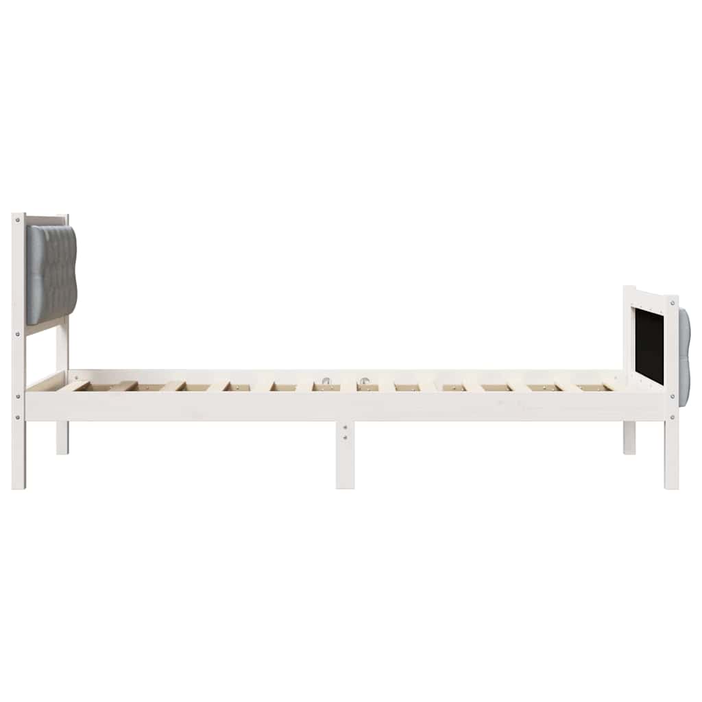 Sengestel med hovedgærde Lysegrå 80 x 200 cm Massiv fyrretræ