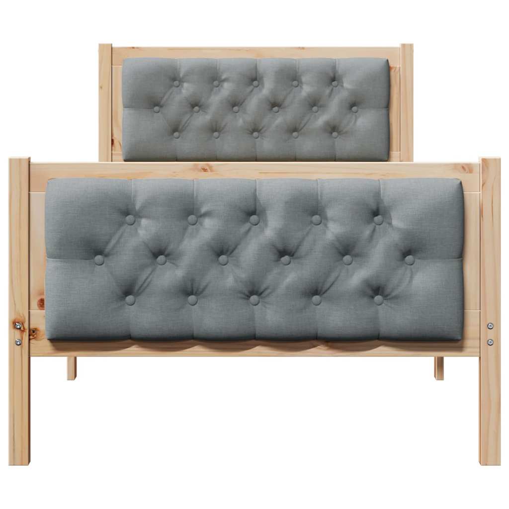 Sengestel med hovedgærde Lysegrå 90 x 190 cm Massiv fyrretræ