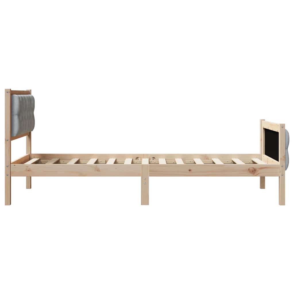 Sengestel med hovedgærde Lysegrå 90 x 190 cm Massiv fyrretræ