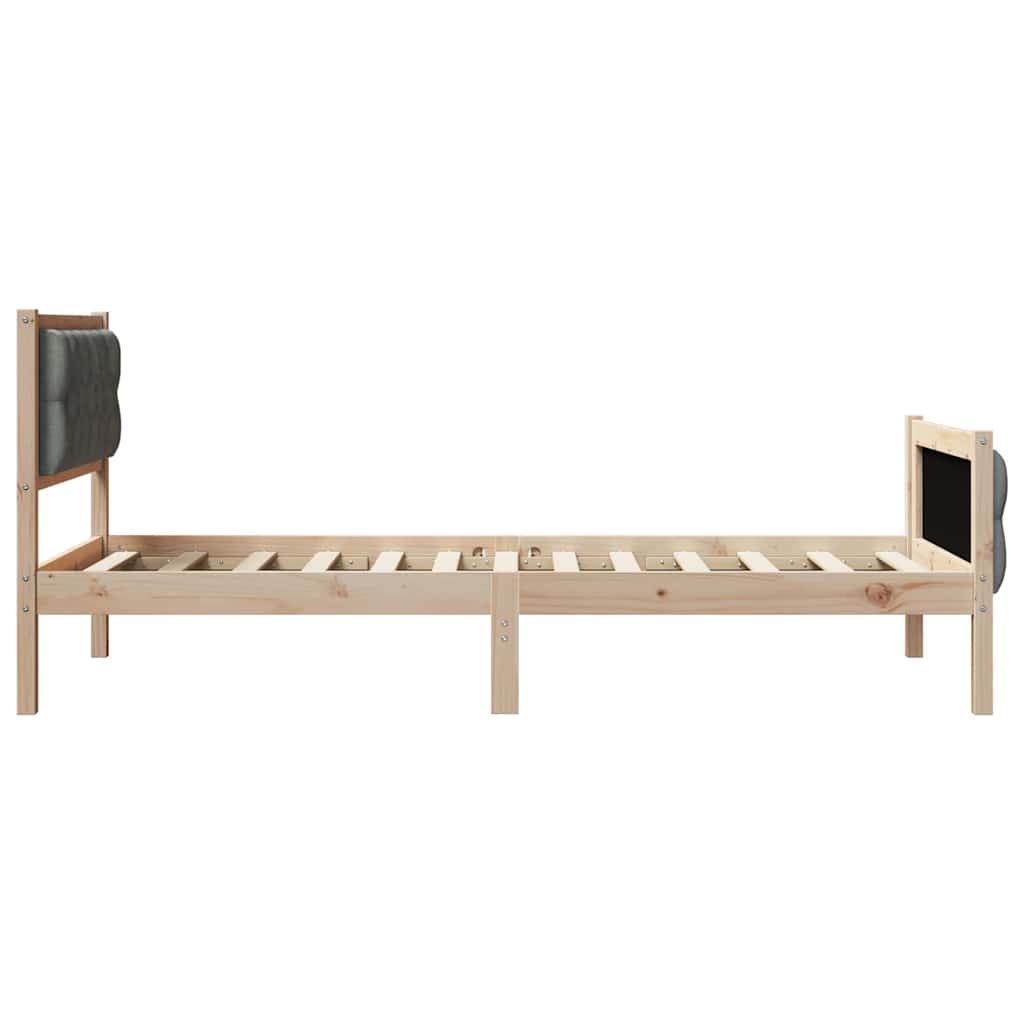 Sengestel med hovedgærde Mørkegrå 90 x 190 cm Massiv fyrretræ