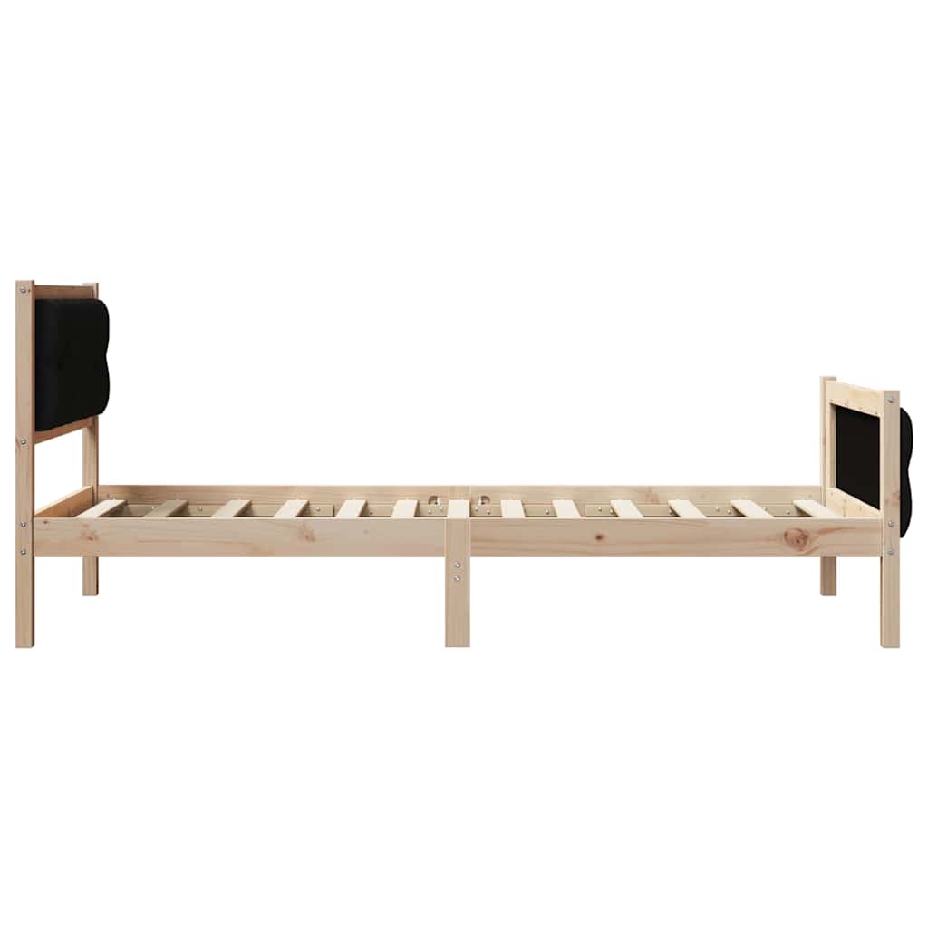 Sengestel med hovedgærde Sort 90 x 190 cm Massiv fyrretræ