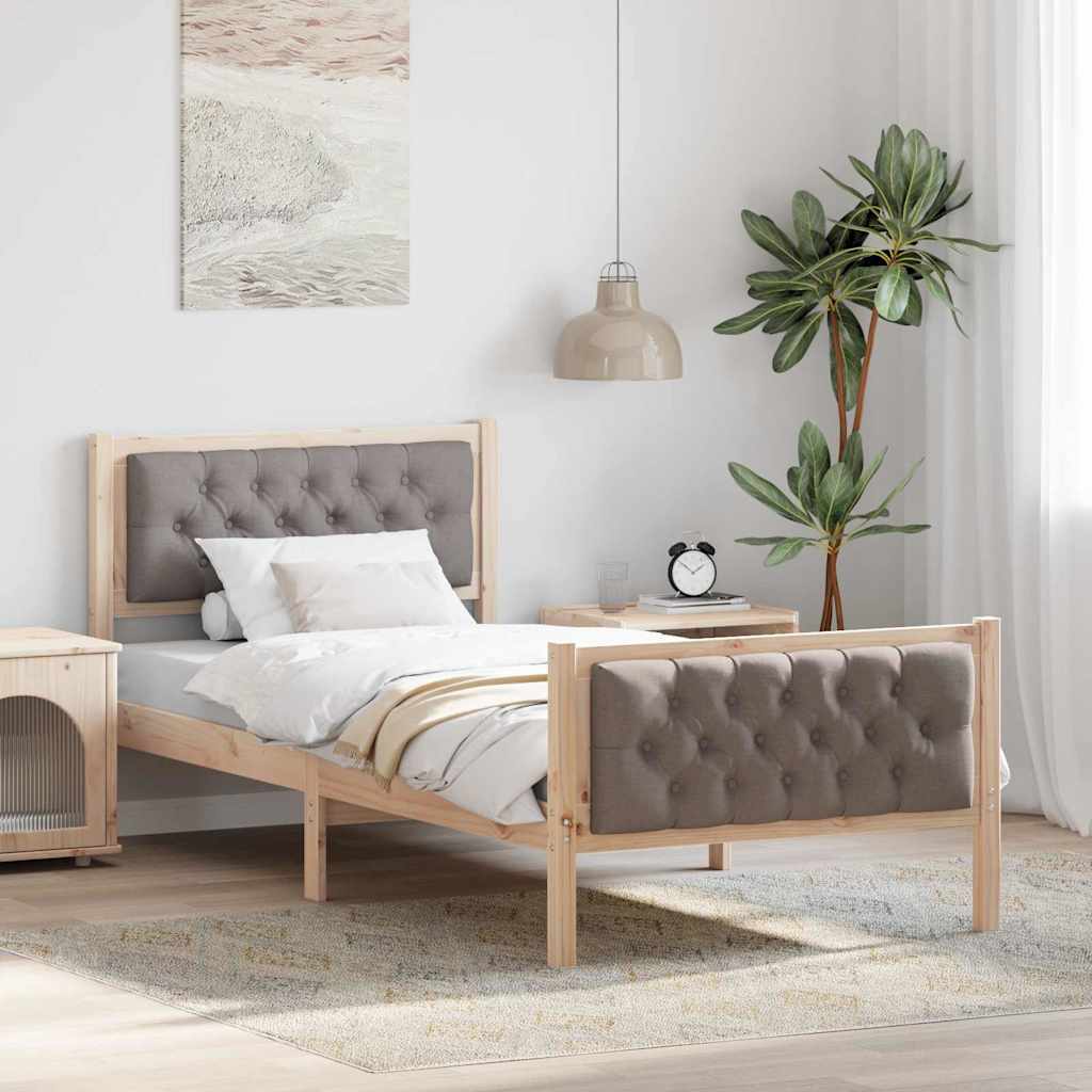 Sengestel med hovedgærde Gråbrun 90 x 190 cm Massiv fyrretræ