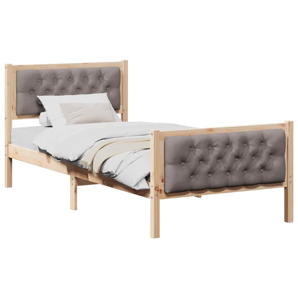 Sengestel med hovedgærde Gråbrun 90 x 190 cm Massiv fyrretræ