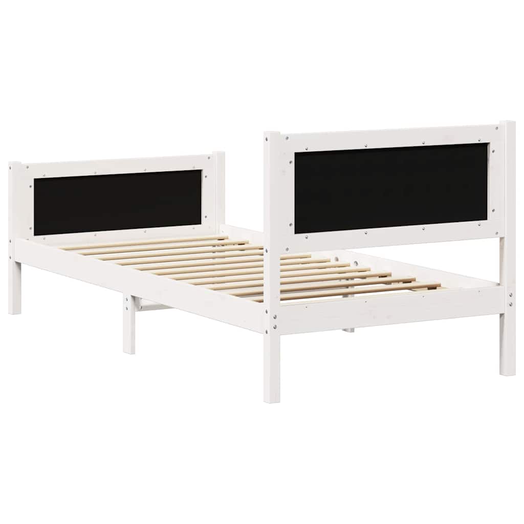 Sengestel med hovedgærde Lysegrå 90 x 190 cm Massiv fyrretræ