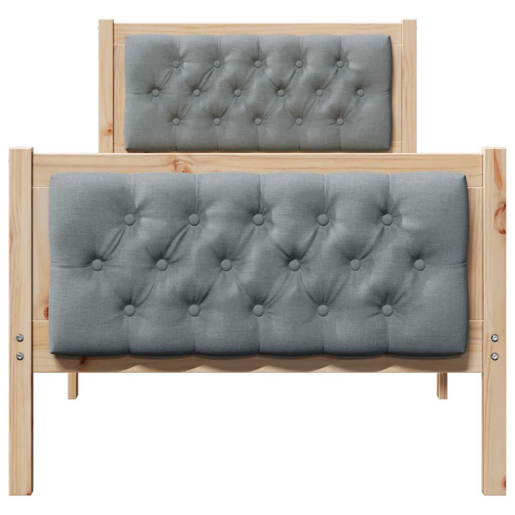 Sengestel med hovedgærde Lysegrå 75 x 190 cm Massiv fyrretræ