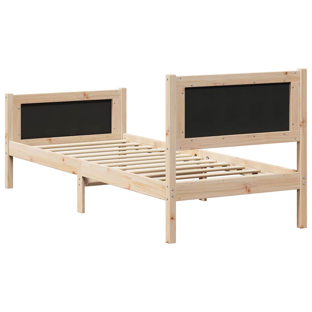 Sengestel med hovedgærde Mørkegrå 75 x 190 cm Massiv fyrretræ
