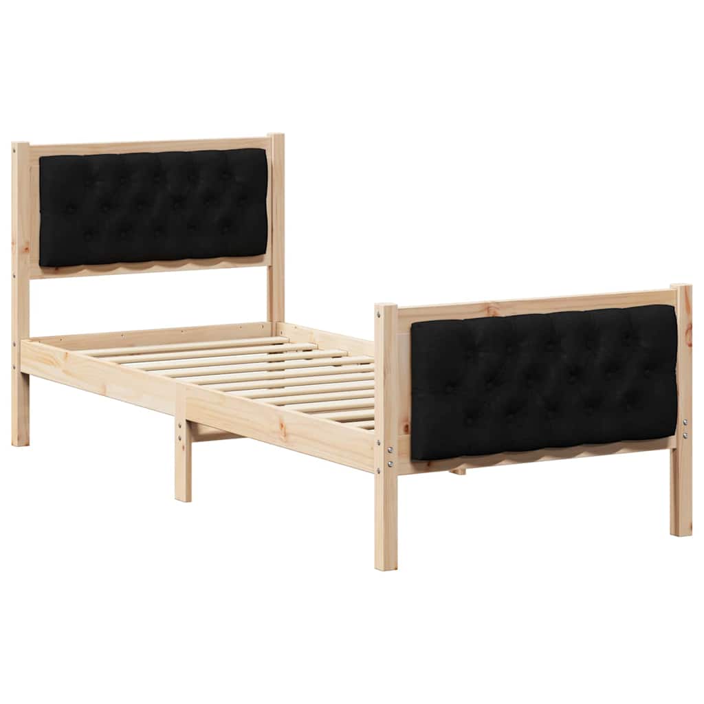 Sengestel Sort 75 x 190 cm Massiv fyrretræ