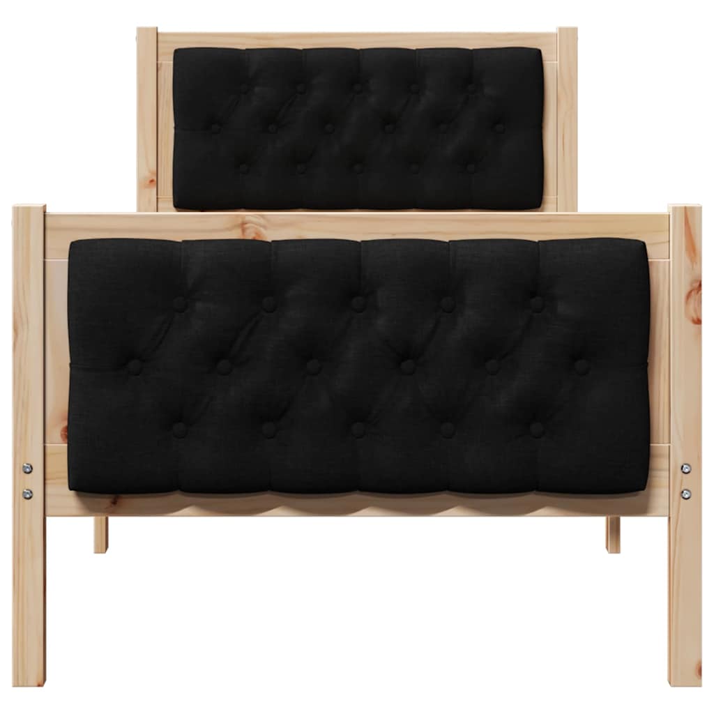 Sengestel Sort 75 x 190 cm Massiv fyrretræ