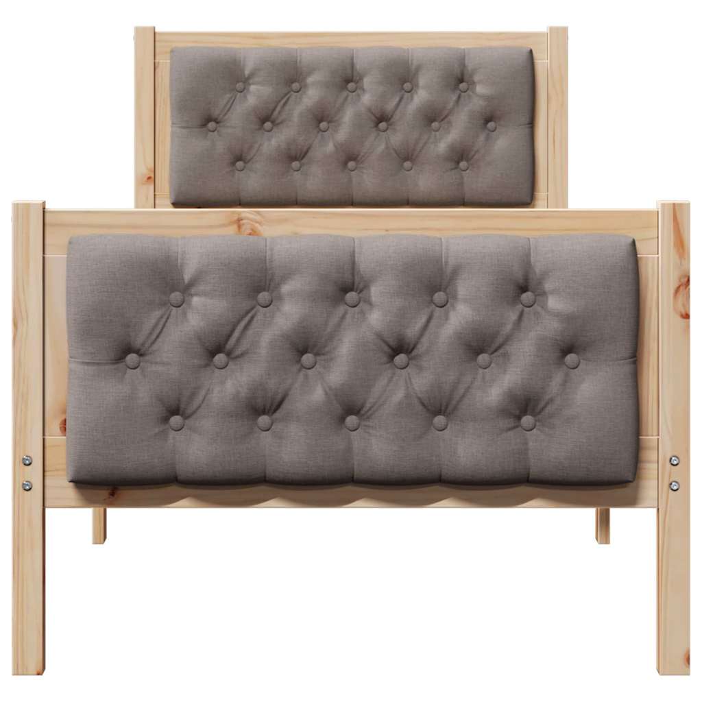 Sengestel med hovedgærde Gråbrun 75 x 190 cm Massiv fyrretræ