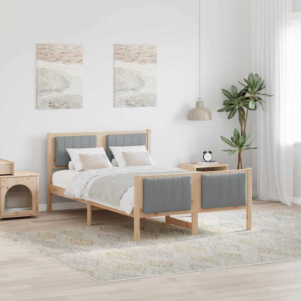 Sengestel Brun og lys grå 120 x 200 cm Massivt fyrretræ