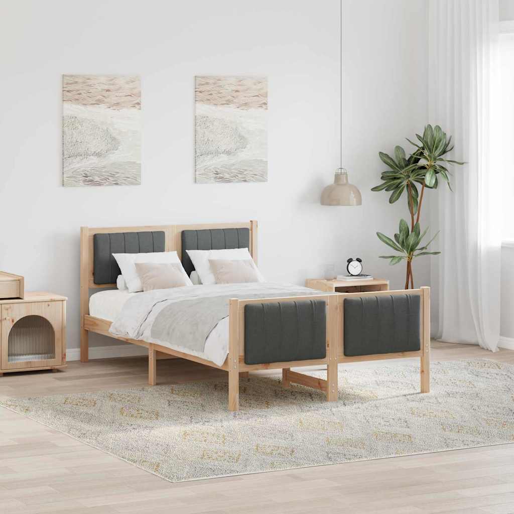 Sengestel brun og mørkegrå 120 x 200 cm Massivt fyrretræ
