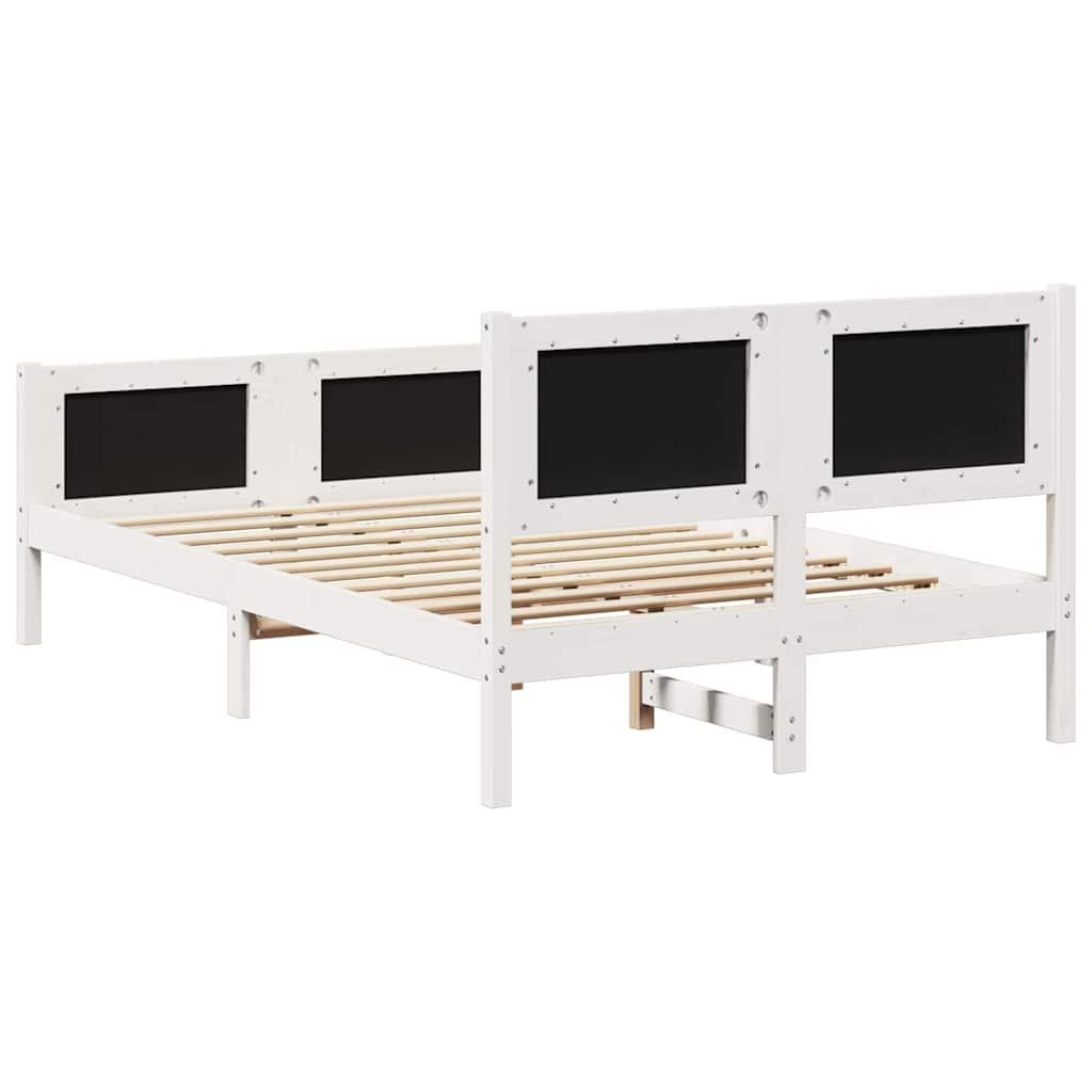 Sengestel Hvid og lys grå 120 x 200 cm Massivt fyrretræ