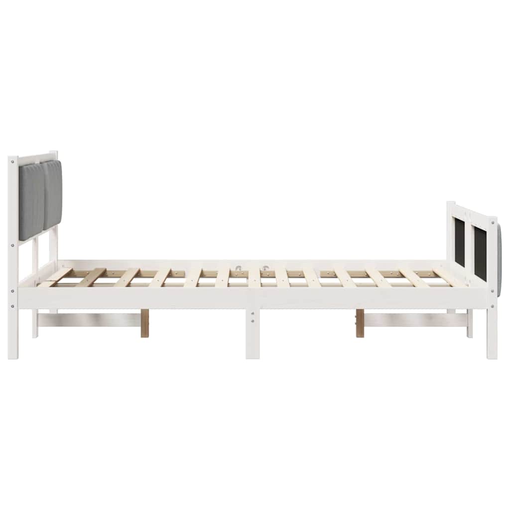 Sengestel Hvid og lys grå 120 x 200 cm Massivt fyrretræ