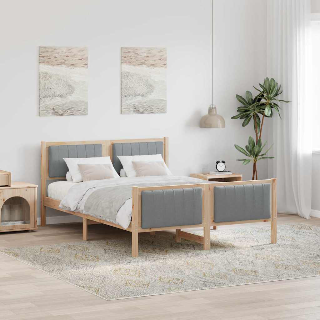 Sengestel Brun og lys grå 135 x 190 cm Massivt fyrretræ