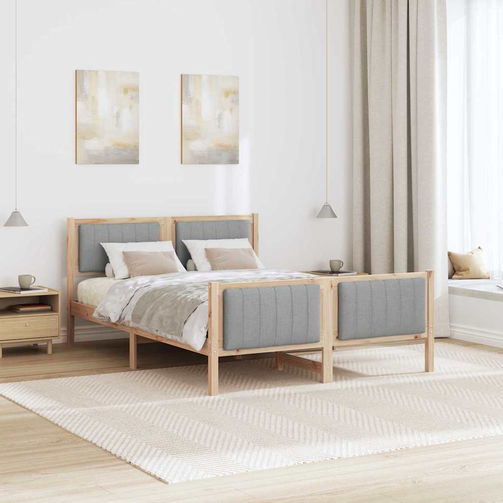 Sengestel Brun og lys grå 135 x 190 cm Massivt fyrretræ