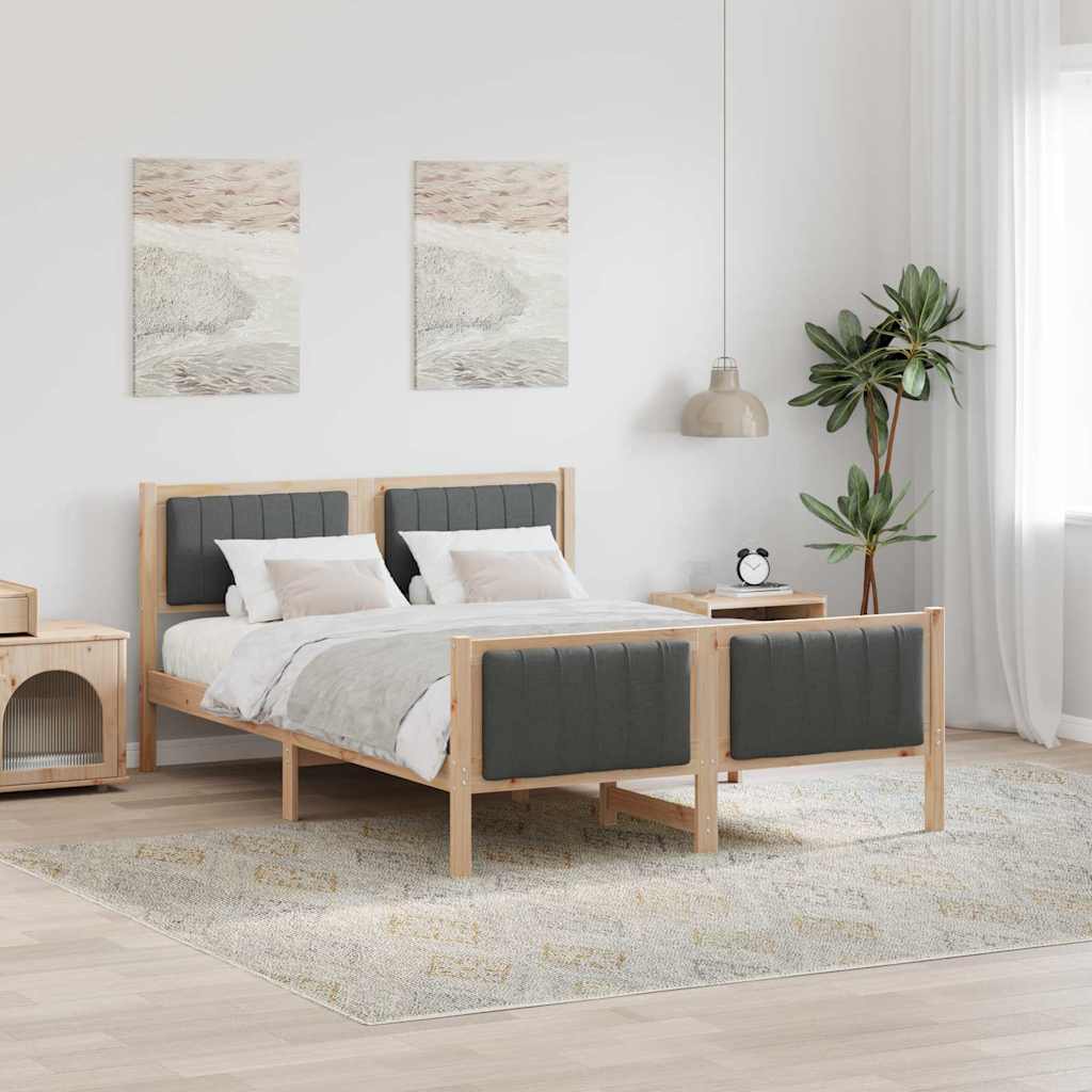 Sengestel brun og mørkegrå 135 x 190 cm Massivt fyrretræ