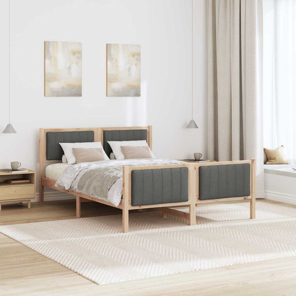 Sengestel brun og mørkegrå 135 x 190 cm Massivt fyrretræ