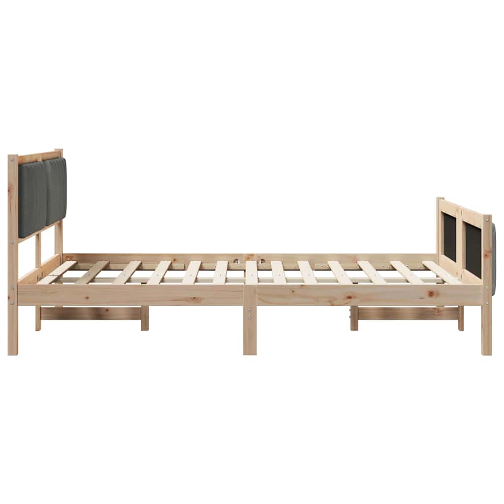 Sengestel brun og mørkegrå 135 x 190 cm Massivt fyrretræ