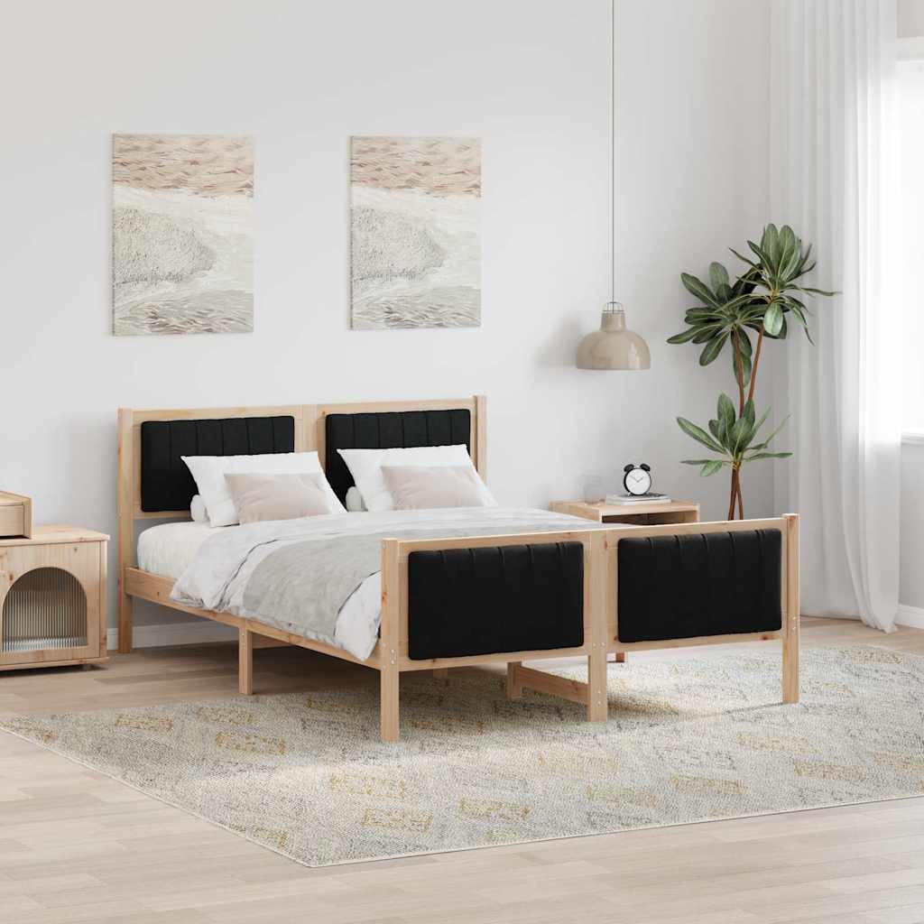 Sengestel Brun og sort 135 x 190 cm Massivt fyrretræ