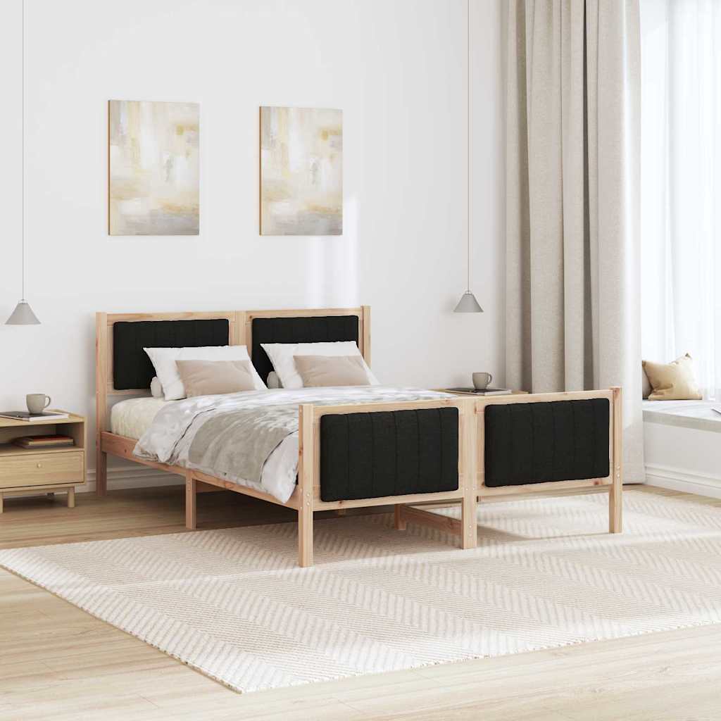 Sengestel Brun og sort 135 x 190 cm Massivt fyrretræ
