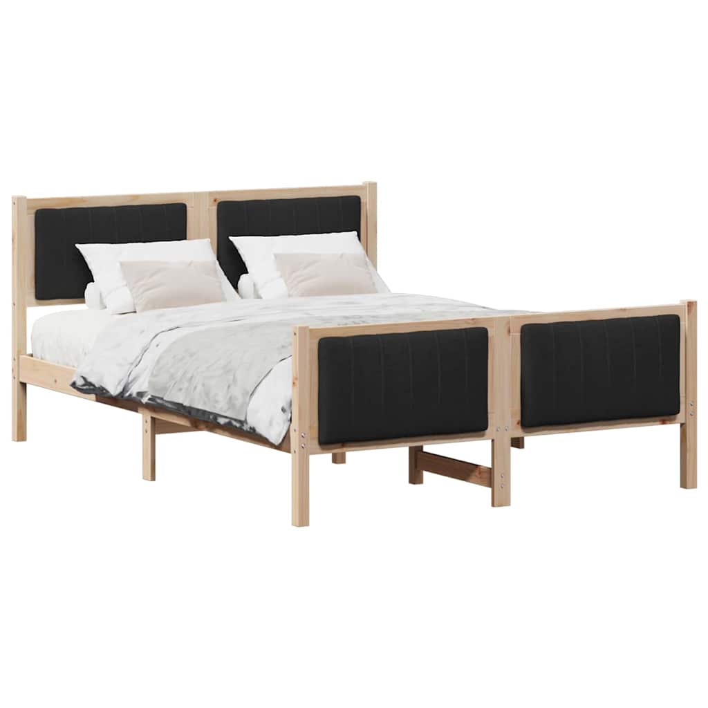 Sengestel Brun og sort 135 x 190 cm Massivt fyrretræ