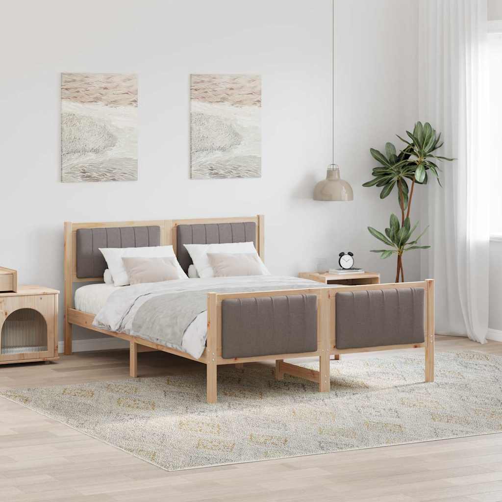Sengestel Brun og taupe 135 x 190 cm Massivt fyrretræ