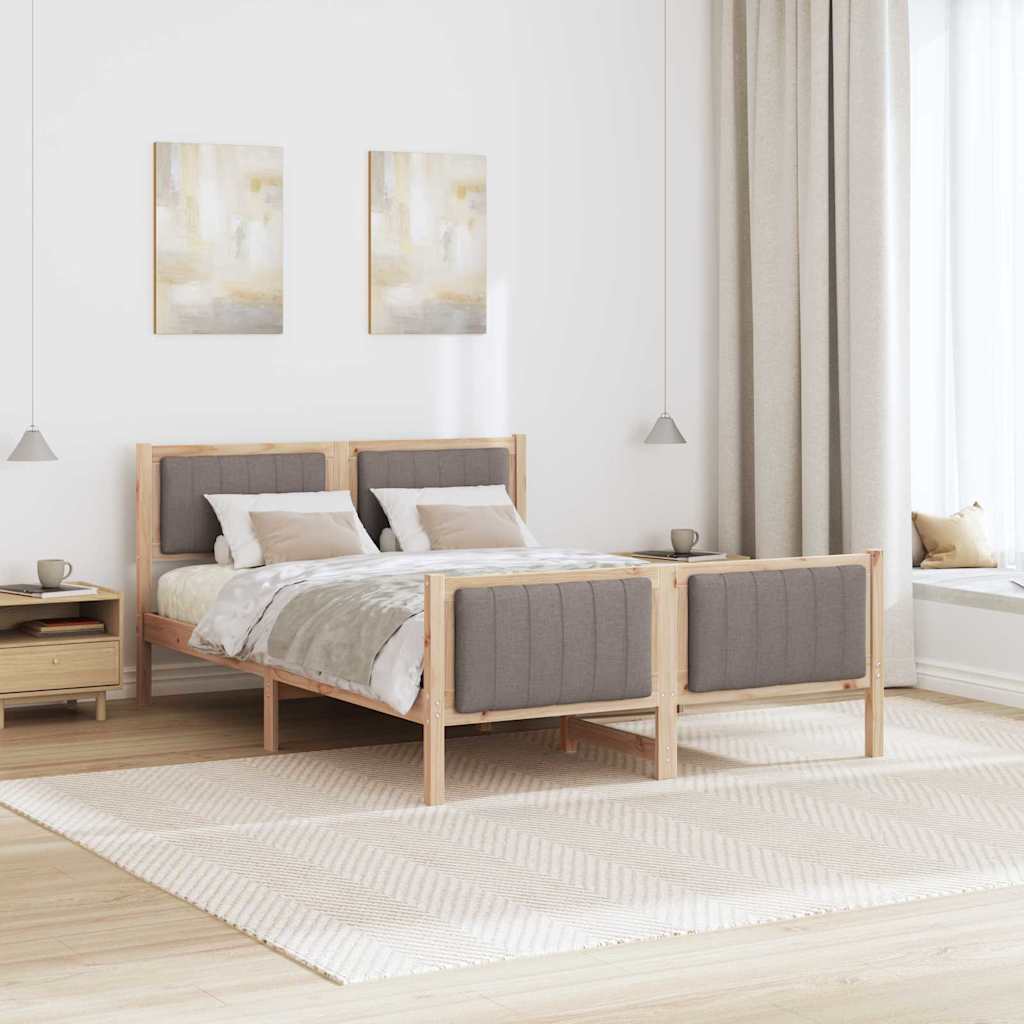 Sengestel Brun og taupe 135 x 190 cm Massivt fyrretræ