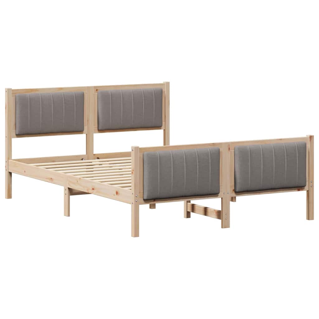 Sengestel Brun og taupe 135 x 190 cm Massivt fyrretræ