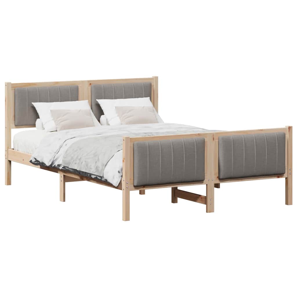 Sengestel Brun og taupe 135 x 190 cm Massivt fyrretræ