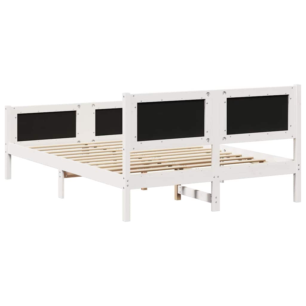 Sengestel Hvid og lys grå 135 x 190 cm Massivt fyrretræ