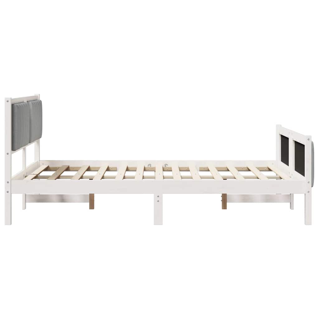 Sengestel Hvid og lys grå 135 x 190 cm Massivt fyrretræ